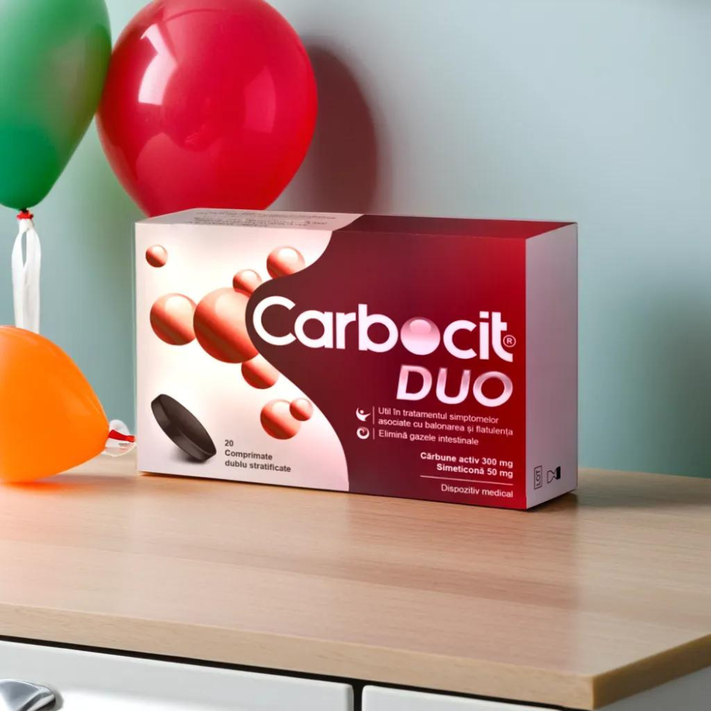 Cutie Carbocit DUO, 20 comprimate, supliment pentru disconfort digestiv, supliment balonare